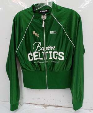 Boston Celtics Off Season x NBA Women's Cropped Full-Zip Track Jacket - Kelly Gr